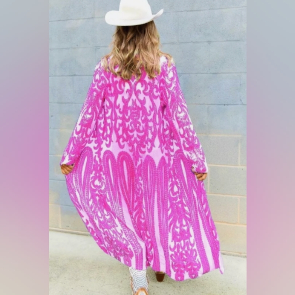 Women's Pink Patterned Maxi Dress